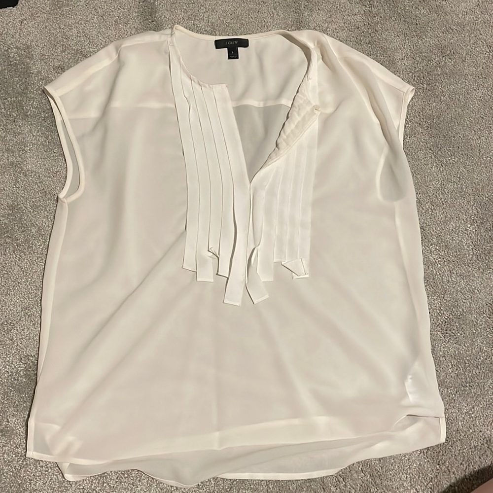 J crew.  Cream, silk size 2 blouse.